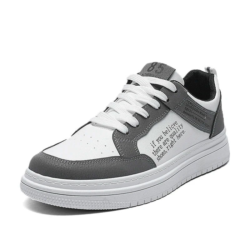 Men's Lightweight Leather Casual Sneakers – Breathable Lace - Up Skate Shoes with Thick Sole for Walking and Outdoor Use by Luxe Ahmar – Available at LUXE AHMAR