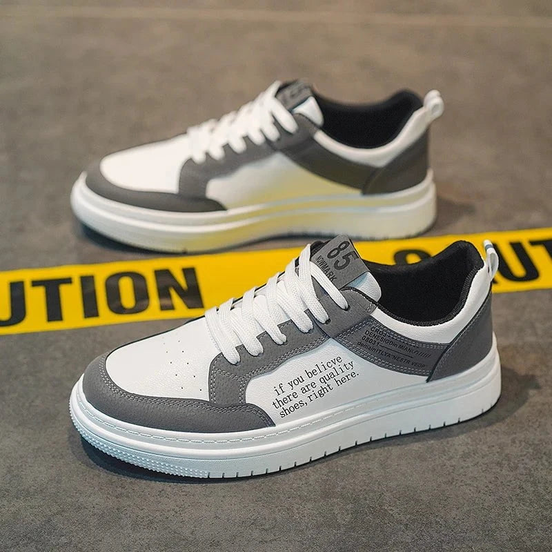 Men's Lightweight Leather Casual Sneakers – Breathable Lace - Up Skate Shoes with Thick Sole for Walking and Outdoor Use by Luxe Ahmar – Available at LUXE AHMAR