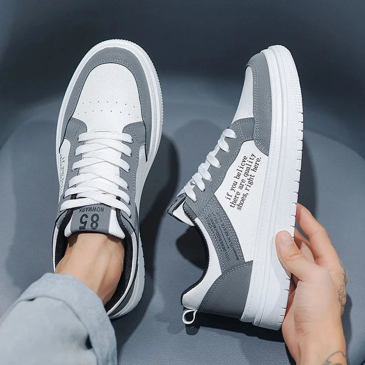 Men's Lightweight Leather Casual Sneakers – Breathable Lace - Up Skate Shoes with Thick Sole for Walking and Outdoor Use by Luxe Ahmar – Available at LUXE AHMAR