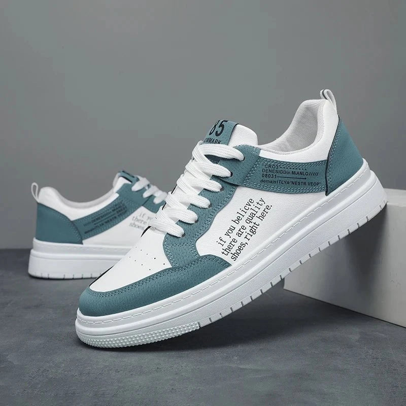 Men's Lightweight Leather Casual Sneakers – Breathable Lace - Up Skate Shoes with Thick Sole for Walking and Outdoor Use by Luxe Ahmar – Available at LUXE AHMAR