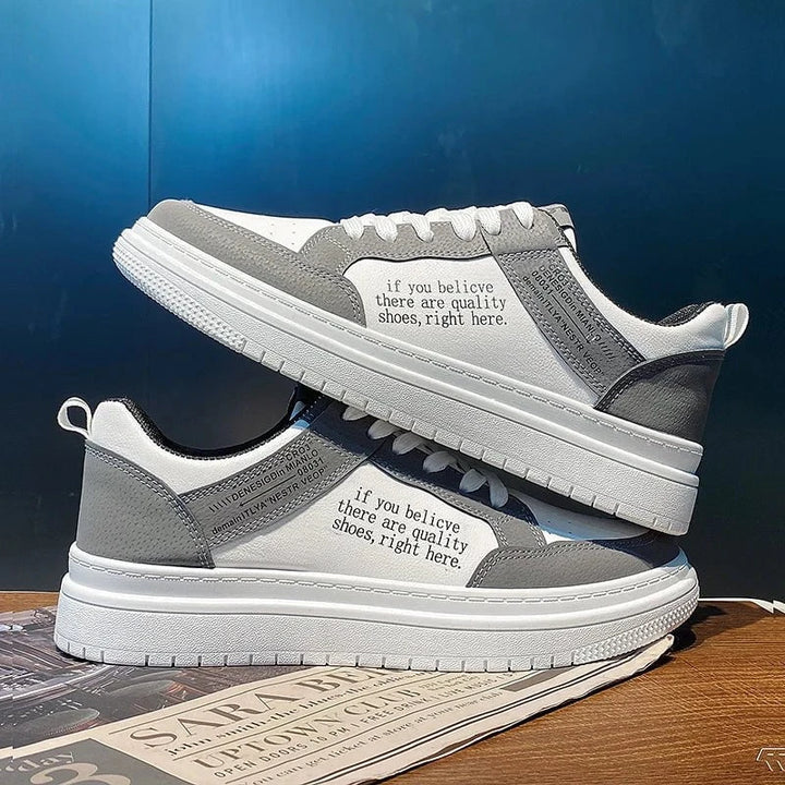 Men's Lightweight Leather Casual Sneakers – Breathable Lace - Up Skate Shoes with Thick Sole for Walking and Outdoor Use by Luxe Ahmar – Available at LUXE AHMAR