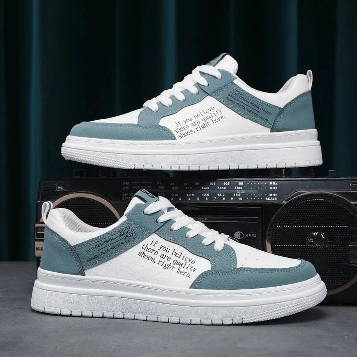 Men's Lightweight Leather Casual Sneakers – Breathable Lace - Up Skate Shoes with Thick Sole for Walking and Outdoor Use by Luxe Ahmar – Available at LUXE AHMAR