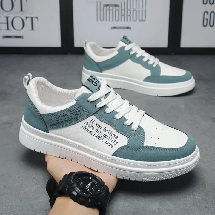 Men's Lightweight Leather Casual Sneakers – Breathable Lace - Up Skate Shoes with Thick Sole for Walking and Outdoor Use by Luxe Ahmar – Available at LUXE AHMAR