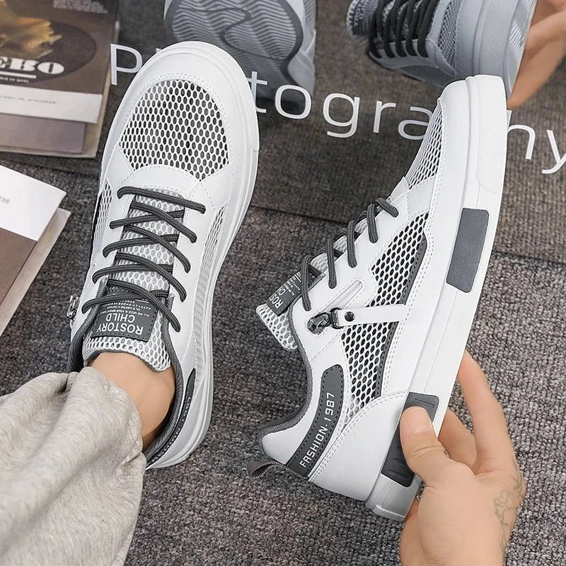 Men's Lightweight Mesh Skateboard Sneakers – Breathable Non - Slip Low - Top Trainers for Summer Sports and Casual Wear by Luxe Ahmar – Available at LUXE AHMAR