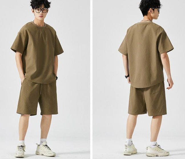 Men's Loose Fit Two - Piece Sports Set – Short Sleeve Shirt & Shorts by LUXE AHMAR – Available at LUXE AHMAR