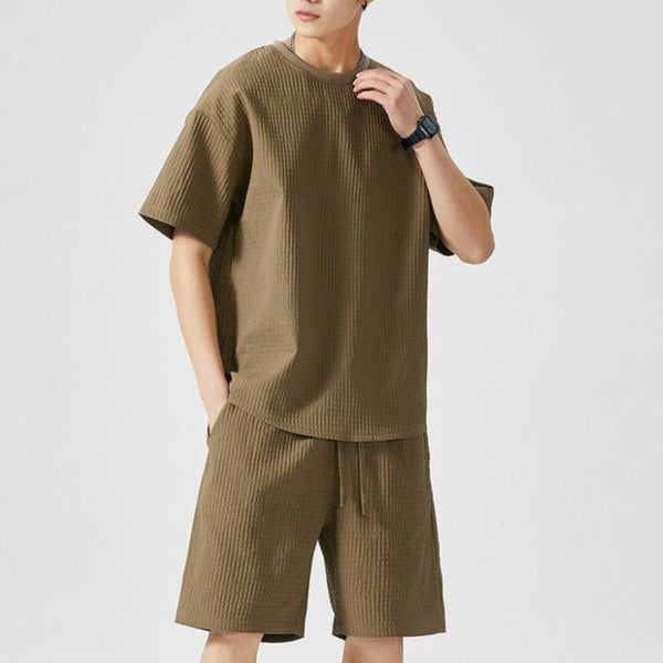 Men's Loose Fit Two - Piece Sports Set – Short Sleeve Shirt & Shorts by LUXE AHMAR – Available at LUXE AHMAR