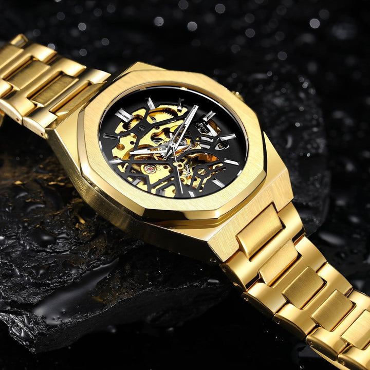 Men's Luxury Hollowed Automatic Mechanical Watch – Casual Business Style by LUXE AHMAR – Available at LUXE AHMAR