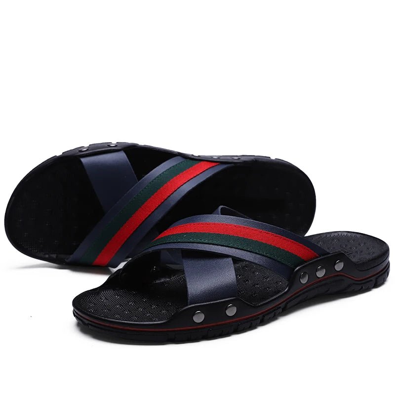 Men's Luxury Leather Sandals – 2024 Fashion Non - Slip Casual Flats & Beach Slippers by Luxe Ahmar – Available at LUXE AHMAR