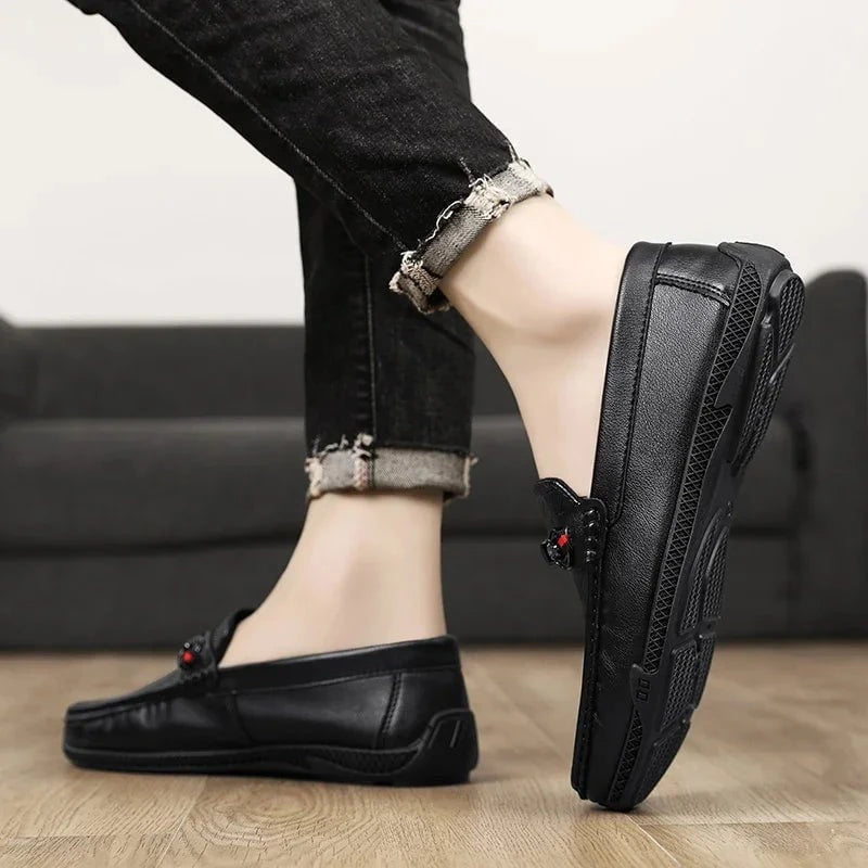 Men's Luxury Split Leather Loafers - Italian - Style Casual Slip - On Driving Shoes - Soft, Comfortable Formal Moccasins by Luxe Ahmar – Available at LUXE AHMAR