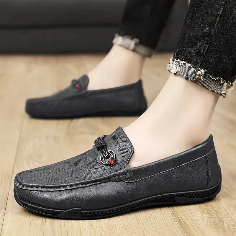 Men's Luxury Split Leather Loafers - Italian - Style Casual Slip - On Driving Shoes - Soft, Comfortable Formal Moccasins by Luxe Ahmar – Available at LUXE AHMAR