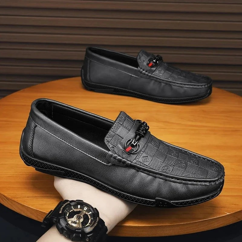 Men's Luxury Split Leather Loafers - Italian - Style Casual Slip - On Driving Shoes - Soft, Comfortable Formal Moccasins by Luxe Ahmar – Available at LUXE AHMAR