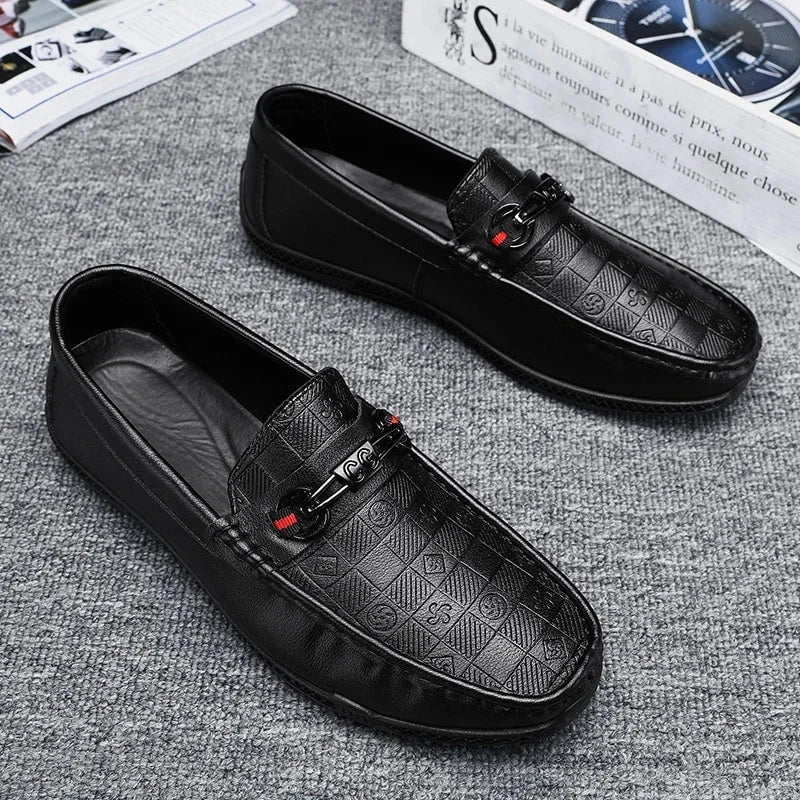 Men's Luxury Split Leather Loafers - Italian - Style Casual Slip - On Driving Shoes - Soft, Comfortable Formal Moccasins by Luxe Ahmar – Available at LUXE AHMAR