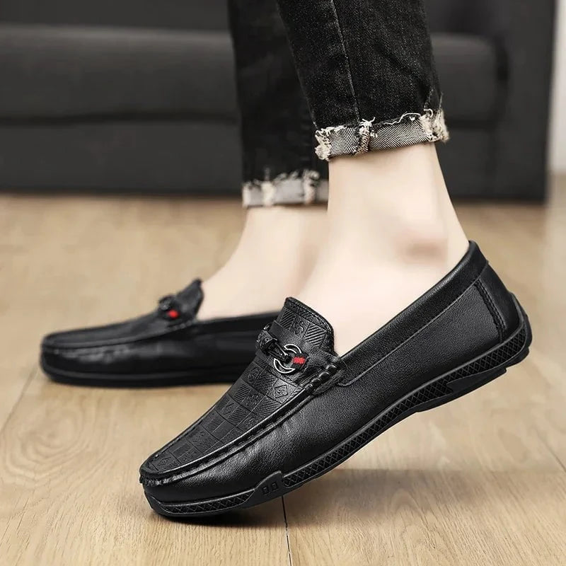 Men's Luxury Split Leather Loafers - Italian - Style Casual Slip - On Driving Shoes - Soft, Comfortable Formal Moccasins by Luxe Ahmar – Available at LUXE AHMAR