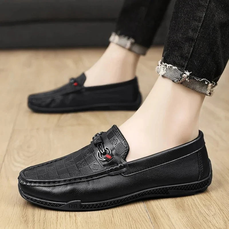 Men's Luxury Split Leather Loafers - Italian - Style Casual Slip - On Driving Shoes - Soft, Comfortable Formal Moccasins by Luxe Ahmar – Available at LUXE AHMAR