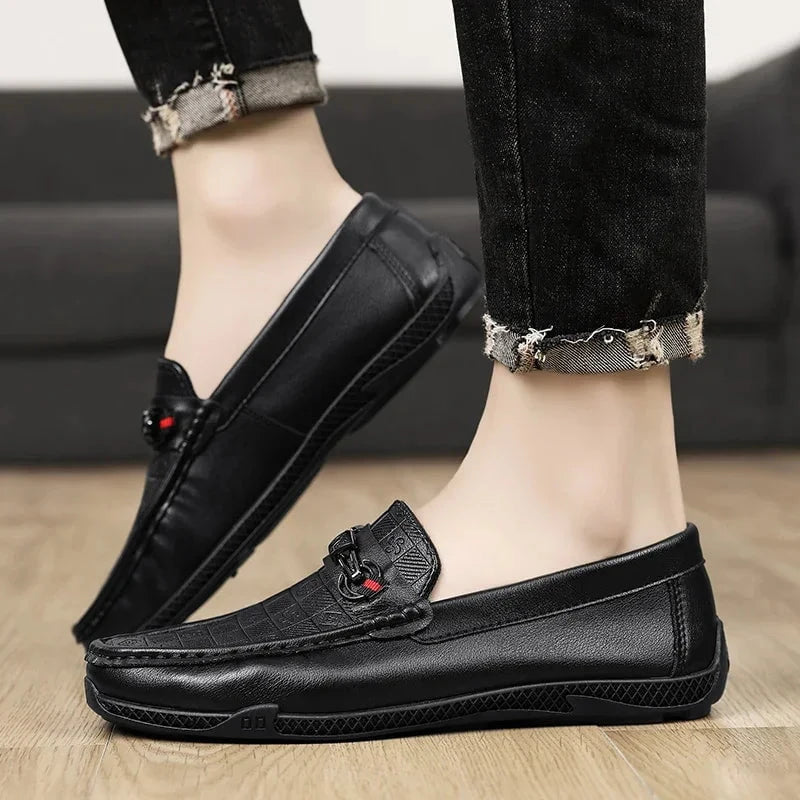 Men's Luxury Split Leather Loafers - Italian - Style Casual Slip - On Driving Shoes - Soft, Comfortable Formal Moccasins by Luxe Ahmar – Available at LUXE AHMAR