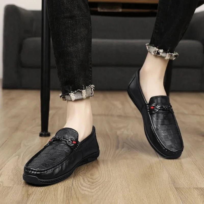 Men's Luxury Split Leather Loafers - Italian - Style Casual Slip - On Driving Shoes - Soft, Comfortable Formal Moccasins by Luxe Ahmar – Available at LUXE AHMAR