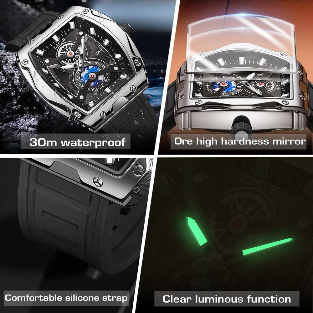 Men's Luxury Tonneau Watch – Luminous, Waterproof by LUXE AHMAR – Available at LUXE AHMAR