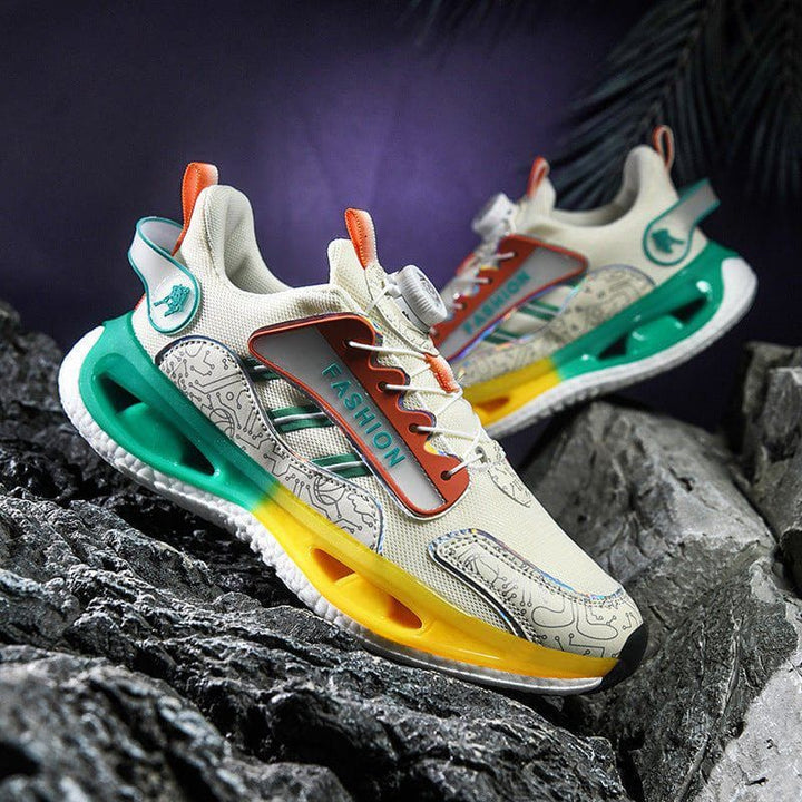 Men's Mesh Breathable Sports Shoes – Lightweight Jogging Sneakers with Popcorn TPU Sole & Elastic Fit by LUXE AHMAR – Available at LUXE AHMAR