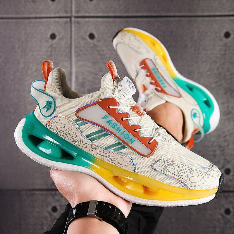 Men's Mesh Breathable Sports Shoes – Lightweight Jogging Sneakers with Popcorn TPU Sole & Elastic Fit by LUXE AHMAR – Available at LUXE AHMAR