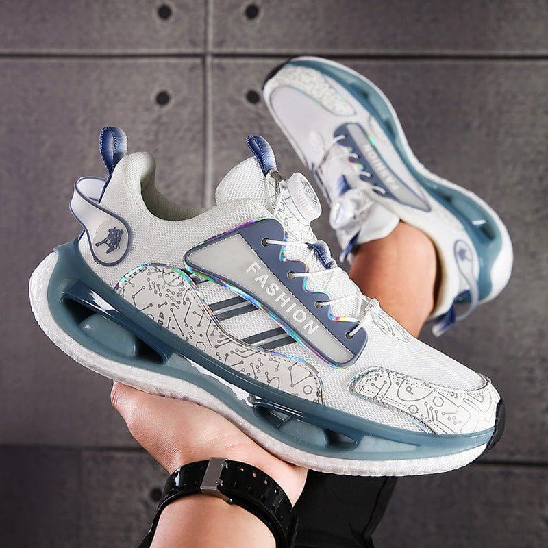 Men's Mesh Breathable Sports Shoes – Lightweight Jogging Sneakers with Popcorn TPU Sole & Elastic Fit by LUXE AHMAR – Available at LUXE AHMAR