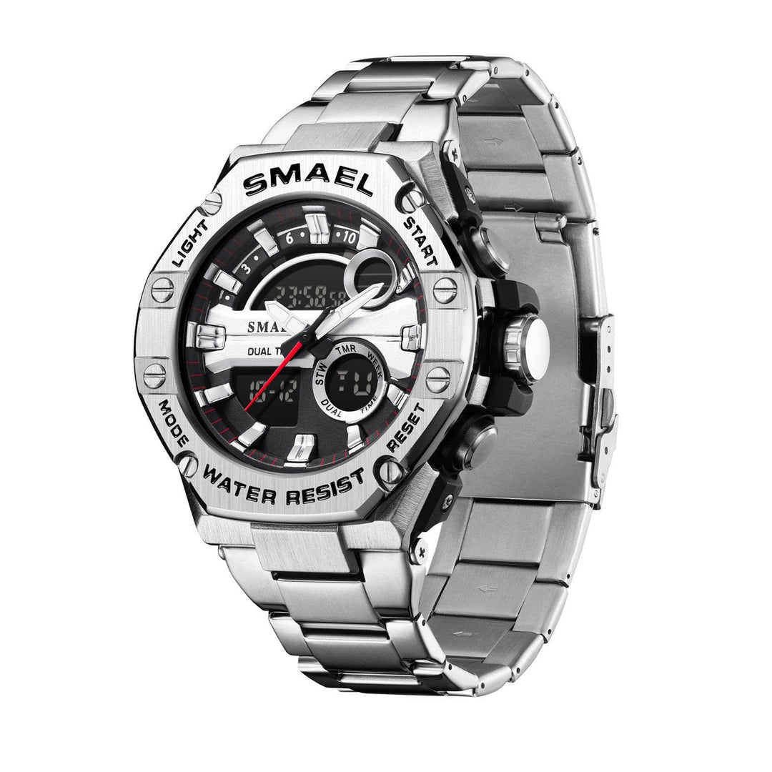 Men’s Multi - Functional Electronic Watch – Waterproof Double Display with Alloy Strap by LUXE AHMAR – Available at LUXE AHMAR