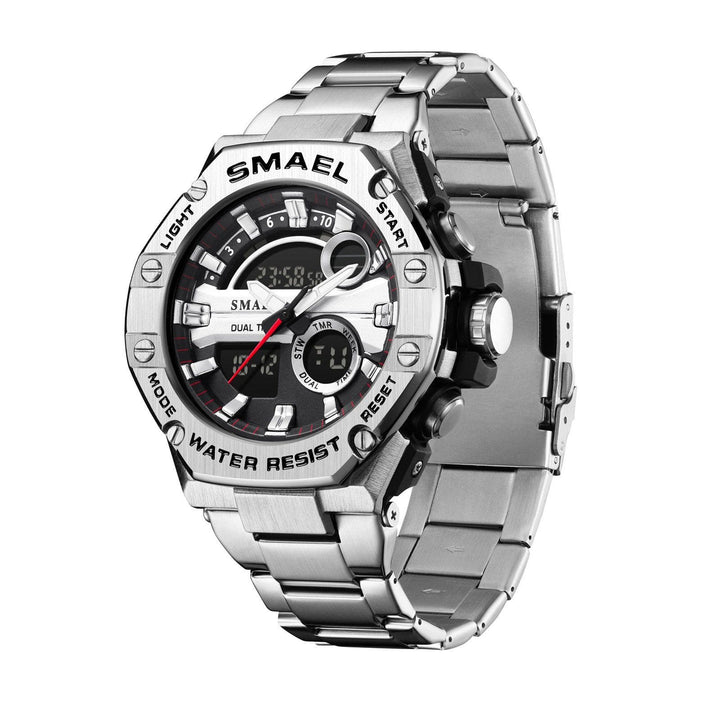 Men’s Multi - Functional Electronic Watch – Waterproof Double Display with Alloy Strap by LUXE AHMAR – Available at LUXE AHMAR