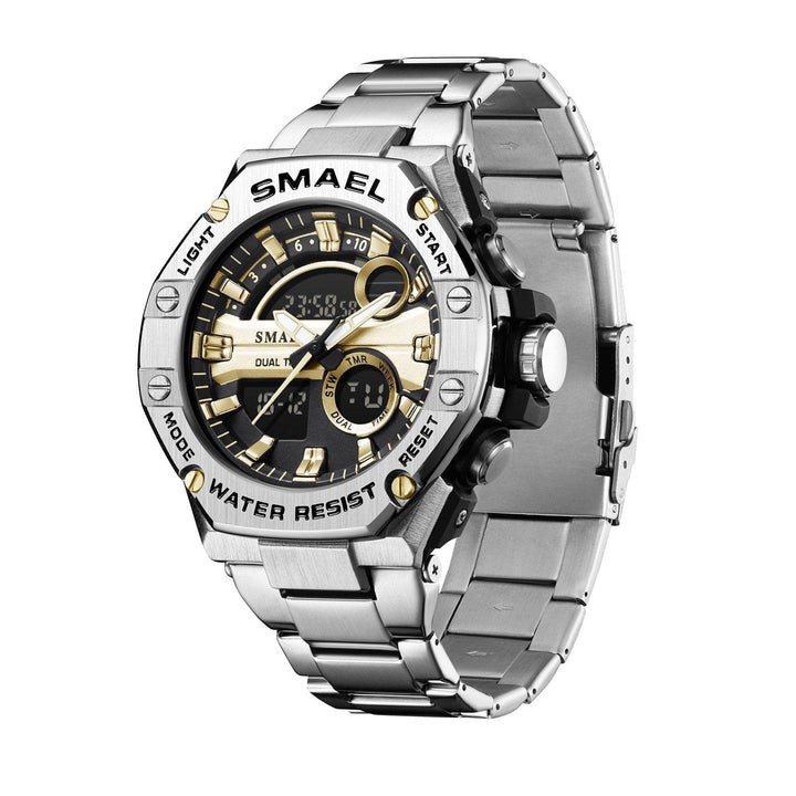 Men’s Multi - Functional Electronic Watch – Waterproof Double Display with Alloy Strap by LUXE AHMAR – Available at LUXE AHMAR