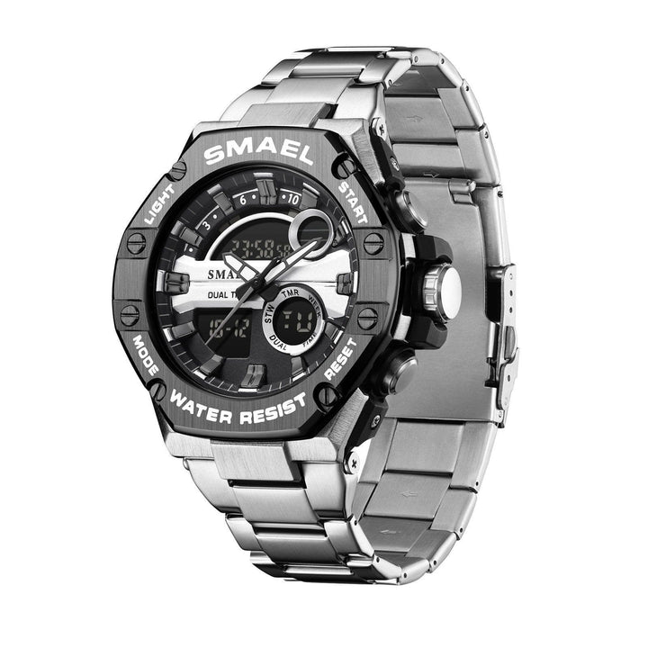 Men’s Multi - Functional Electronic Watch – Waterproof Double Display with Alloy Strap by LUXE AHMAR – Available at LUXE AHMAR