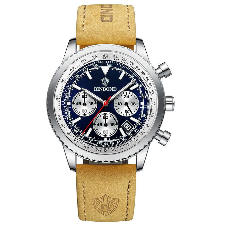 Men's Multi - functional Ultra - thin Business Style Leather Belt Waterproof Luminous Calendar Watch by LUXE AHMAR – Available at LUXE AHMAR