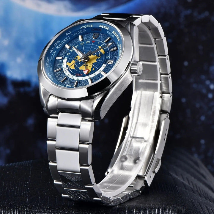 Men's Multifunctional Mechanical GMT Dual Time Zone Luminous Watrproof Watch by LUXE AHMAR – Available at LUXE AHMAR