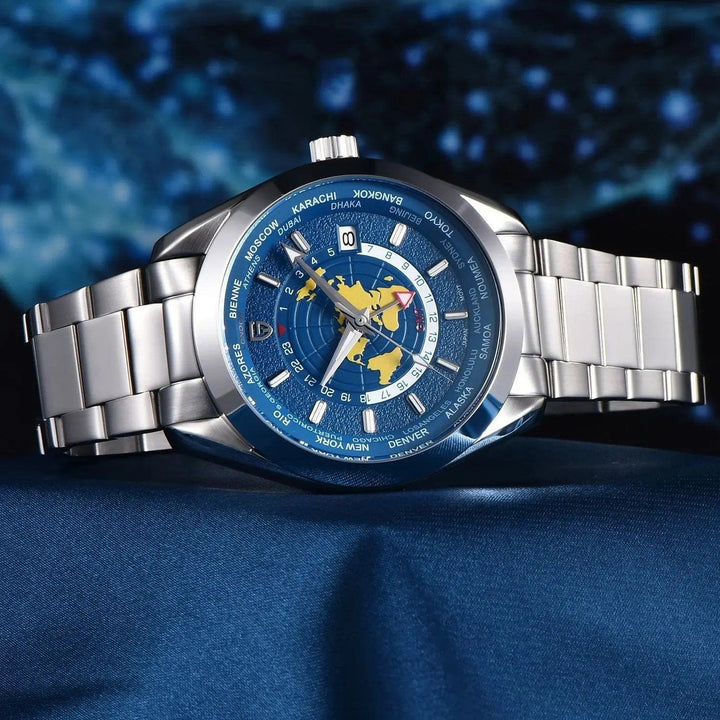 Men's Multifunctional Mechanical GMT Dual Time Zone Luminous Watrproof Watch by LUXE AHMAR – Available at LUXE AHMAR