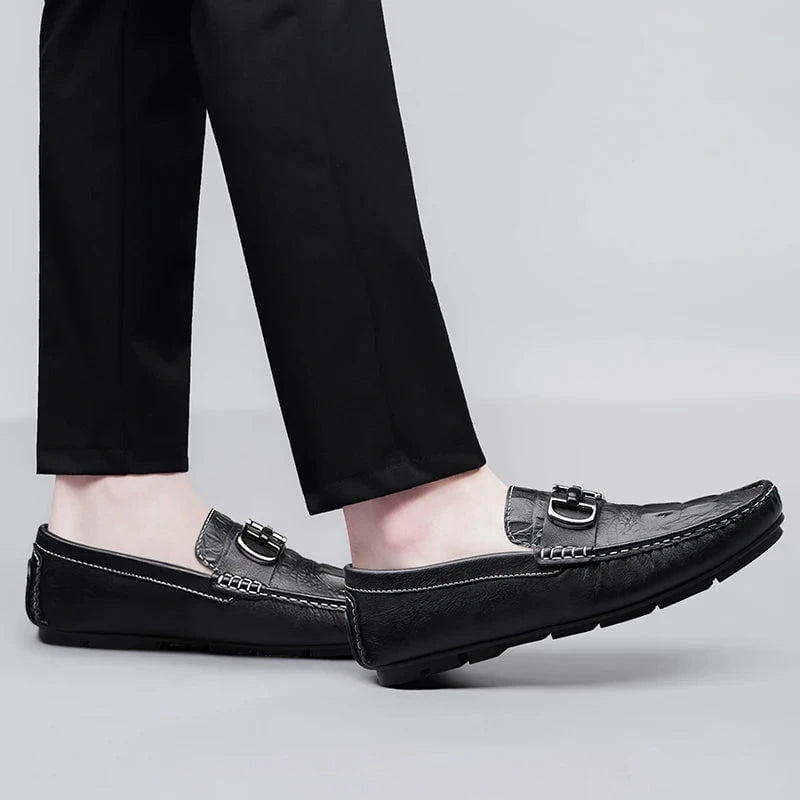 Men's Premium Split Leather Loafers - Formal and Casual Slip - On Dress Shoes - Black Pointed Toe Office and Wedding Wear by Luxe Ahmar – Available at LUXE AHMAR