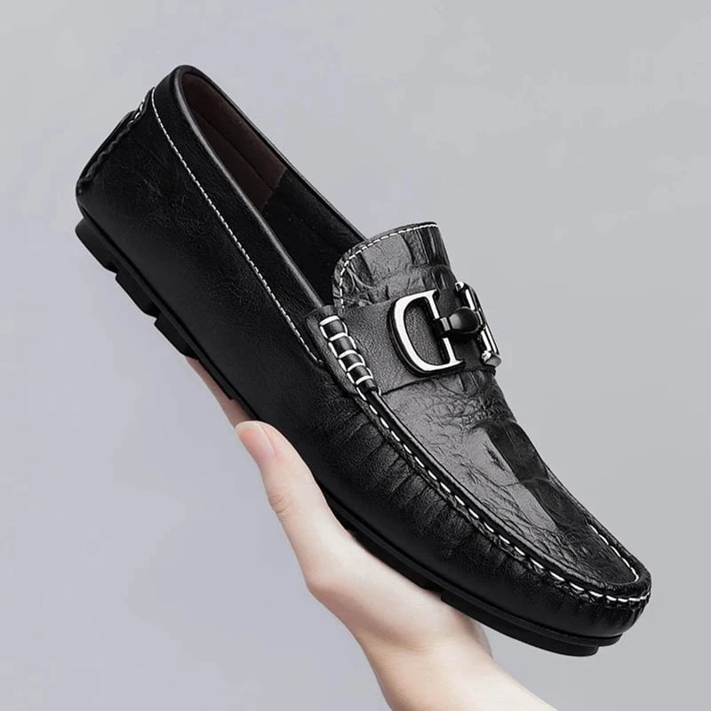 Men's Premium Split Leather Loafers - Formal and Casual Slip - On Dress Shoes - Black Pointed Toe Office and Wedding Wear by Luxe Ahmar – Available at LUXE AHMAR