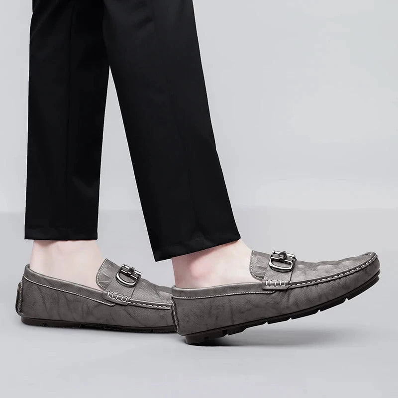 Men's Premium Split Leather Loafers - Formal and Casual Slip - On Dress Shoes - Black Pointed Toe Office and Wedding Wear by Luxe Ahmar – Available at LUXE AHMAR