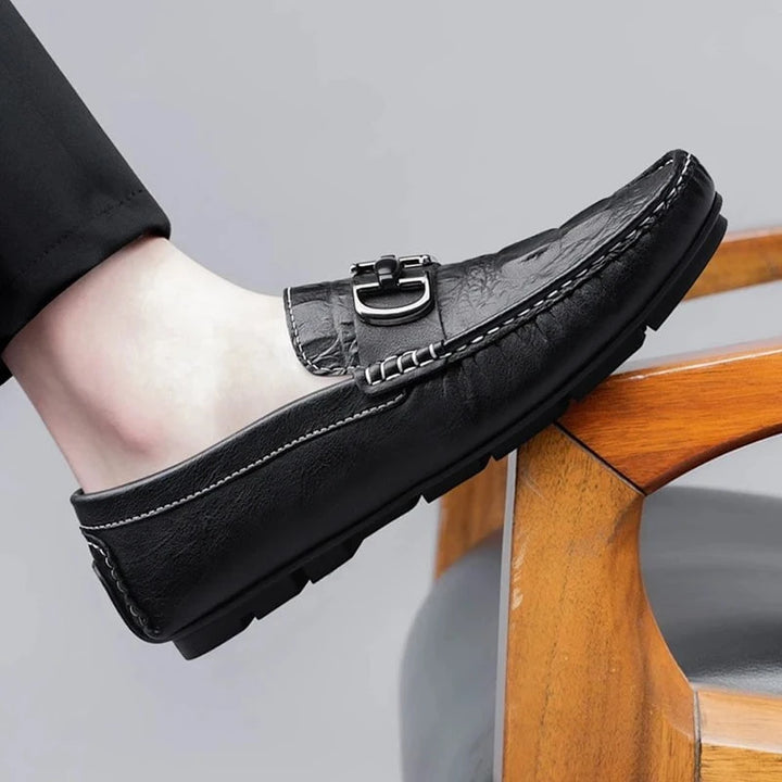 Men's Premium Split Leather Loafers - Formal and Casual Slip - On Dress Shoes - Black Pointed Toe Office and Wedding Wear by Luxe Ahmar – Available at LUXE AHMAR
