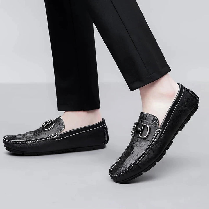 Men's Premium Split Leather Loafers - Formal and Casual Slip - On Dress Shoes - Black Pointed Toe Office and Wedding Wear by Luxe Ahmar – Available at LUXE AHMAR