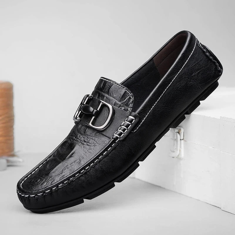 Men's Premium Split Leather Loafers - Formal and Casual Slip - On Dress Shoes - Black Pointed Toe Office and Wedding Wear by Luxe Ahmar – Available at LUXE AHMAR