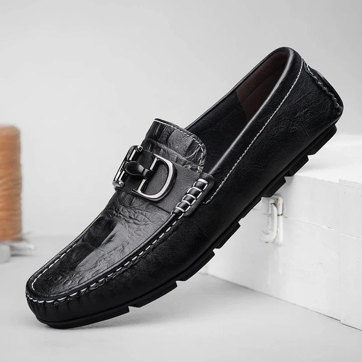 Men's Premium Split Leather Loafers - Formal and Casual Slip - On Dress Shoes - Black Pointed Toe Office and Wedding Wear by Luxe Ahmar – Available at LUXE AHMAR
