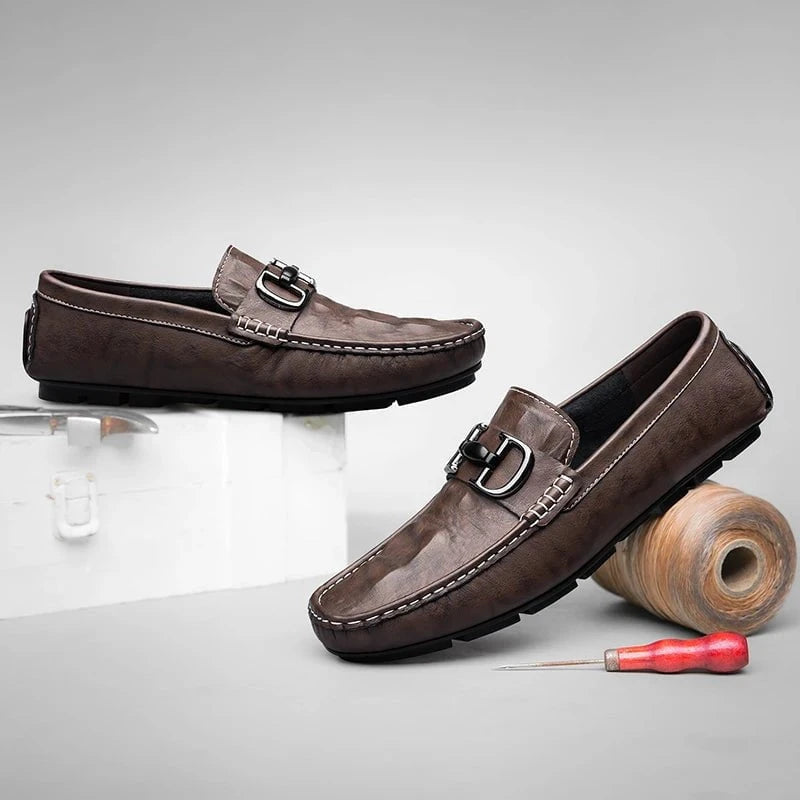 Men's Premium Split Leather Loafers - Formal and Casual Slip - On Dress Shoes - Black Pointed Toe Office and Wedding Wear by Luxe Ahmar – Available at LUXE AHMAR