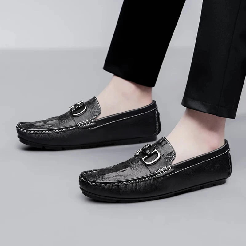 Men's Premium Split Leather Loafers - Formal and Casual Slip - On Dress Shoes - Black Pointed Toe Office and Wedding Wear by Luxe Ahmar – Available at LUXE AHMAR