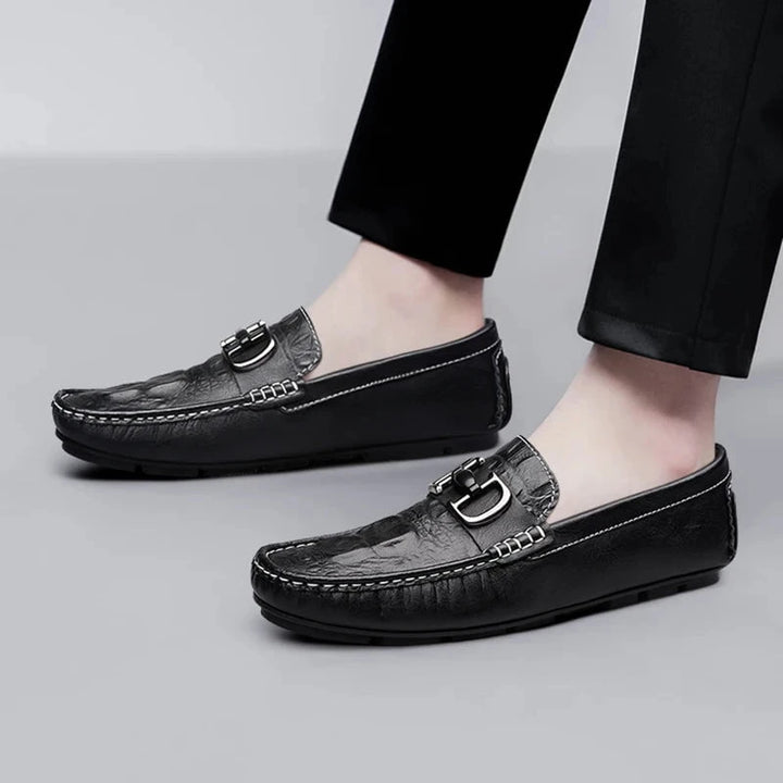 Men's Premium Split Leather Loafers - Formal and Casual Slip - On Dress Shoes - Black Pointed Toe Office and Wedding Wear by Luxe Ahmar – Available at LUXE AHMAR