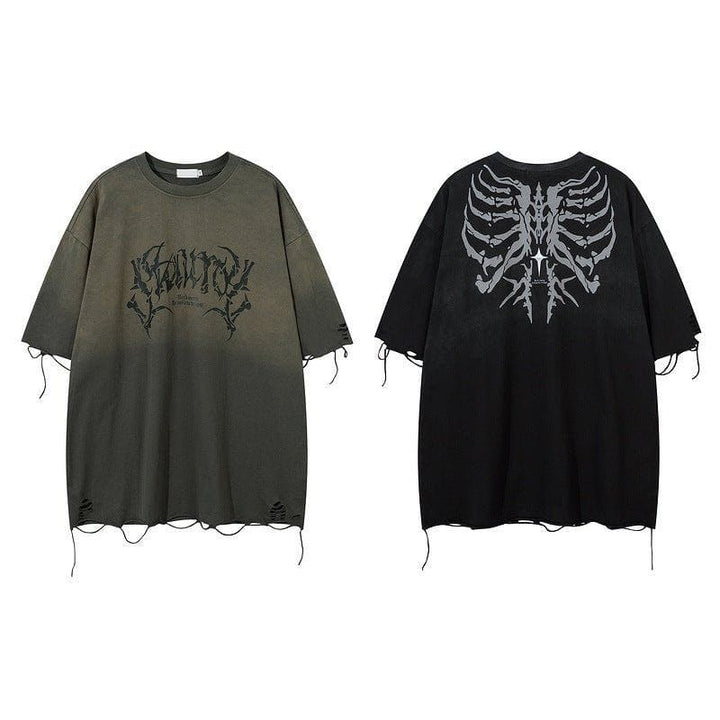 Men’s Retro Tattered Letter Tee – Loose Fit Summer Cotton Pullover by LUXE AHMAR – Available at LUXE AHMAR