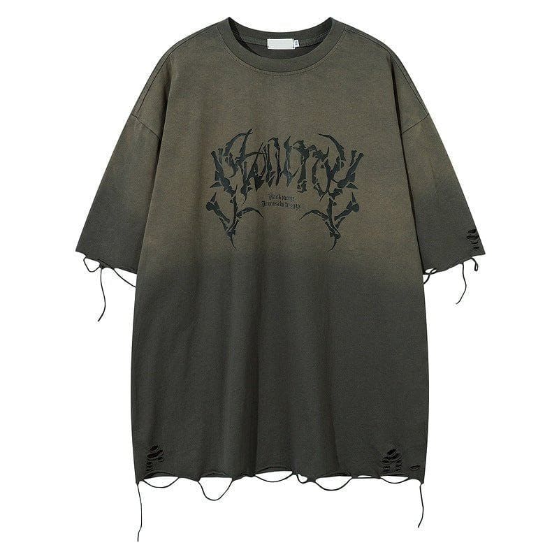 Men’s Retro Tattered Letter Tee – Loose Fit Summer Cotton Pullover by LUXE AHMAR – Available at LUXE AHMAR