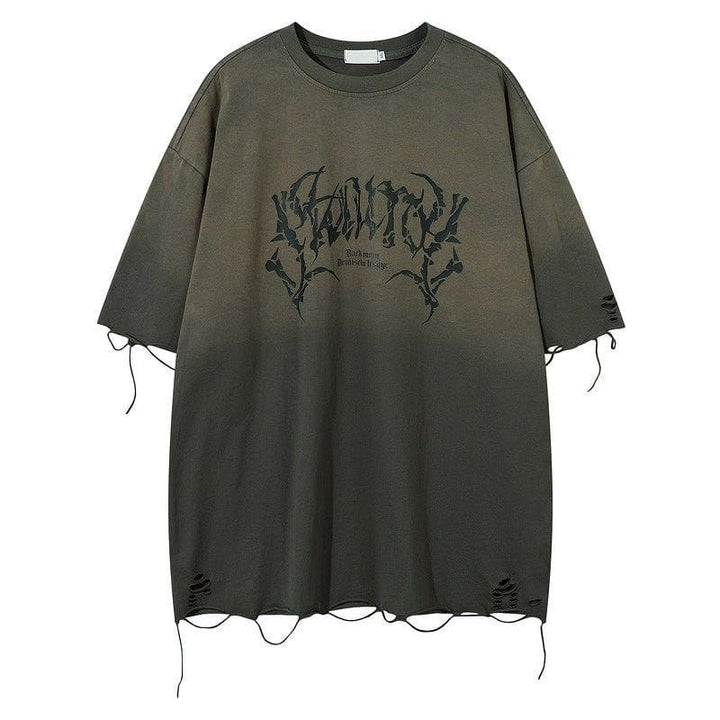 Men’s Retro Tattered Letter Tee – Loose Fit Summer Cotton Pullover by LUXE AHMAR – Available at LUXE AHMAR