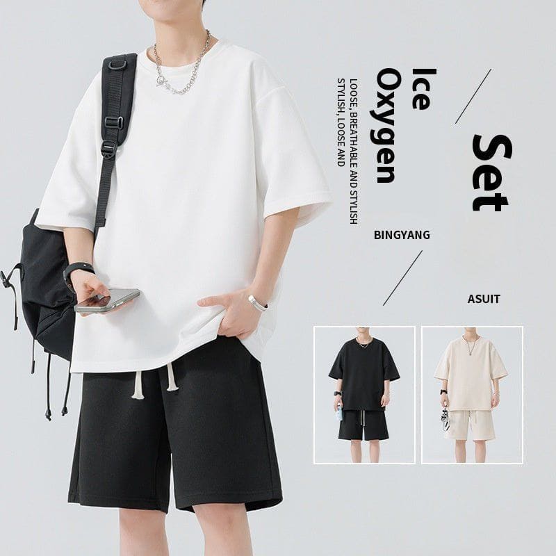 Men's Round Neck Quick - drying Breathable Loose Leisure Suit – Comfortable Sportswear with Shorts by LUXE AHMAR – Available at LUXE AHMAR