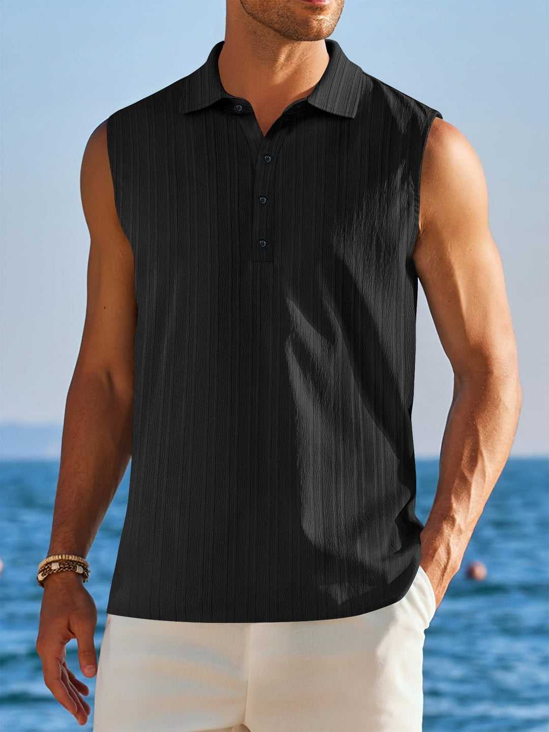 Men's Sleeveless Tube Top – Half - Open Neckline Base Layer Shirt by LUXE AHMAR – Available at LUXE AHMAR