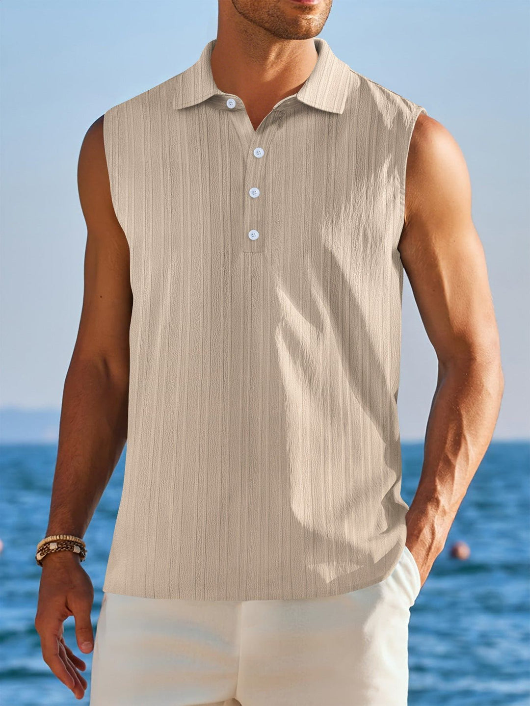 Men's Sleeveless Tube Top – Half - Open Neckline Base Layer Shirt by LUXE AHMAR – Available at LUXE AHMAR