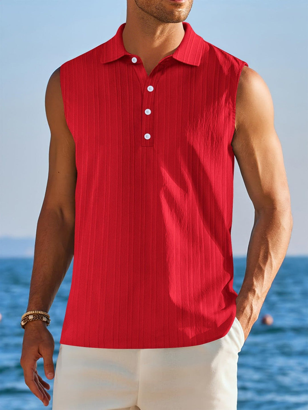 Men's Sleeveless Tube Top – Half - Open Neckline Base Layer Shirt by LUXE AHMAR – Available at LUXE AHMAR