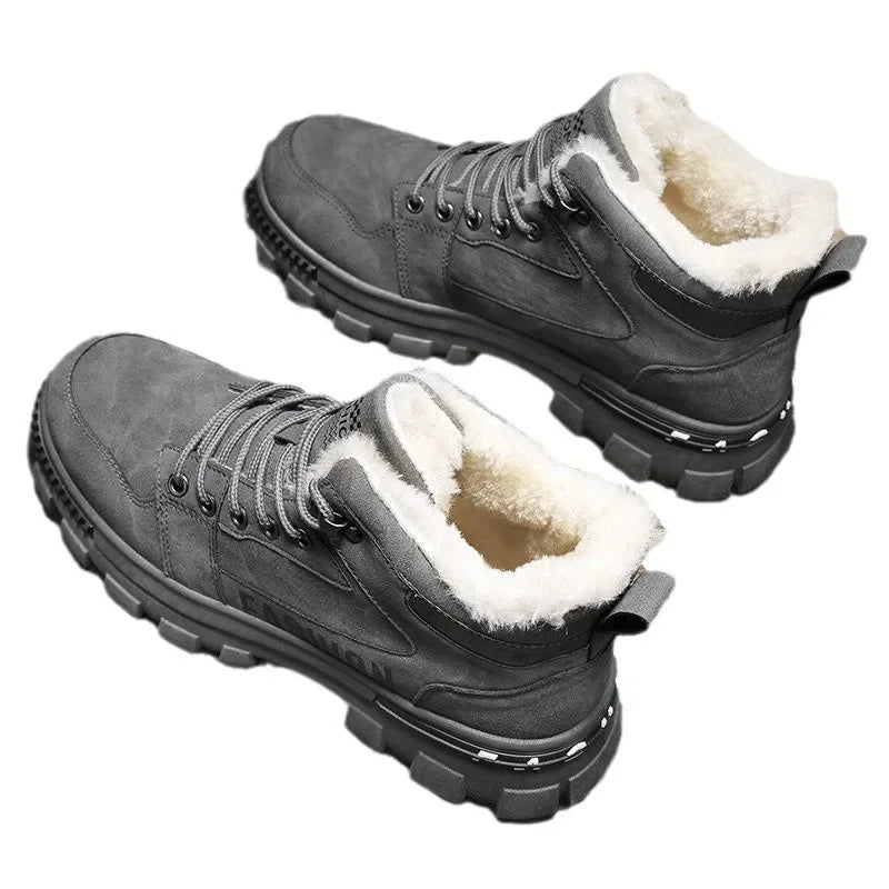 Men's Snow Boots – Winter Anti - Slip Plush Indoor Warm Cold - Proof High - Top Platform Lace - Up Outdoor Sport Work Boots by Luxe Ahmar – Available at LUXE AHMAR