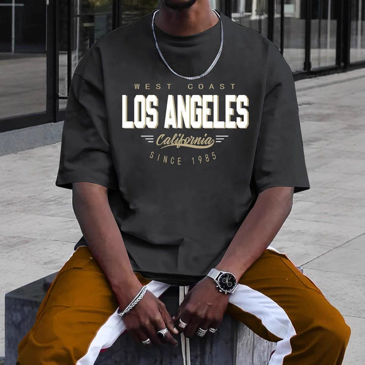 Men's Streetwear Printed Cotton T-Shirt – Casual All - Match Round Neck by LUXE AHMAR – Available at LUXE AHMAR